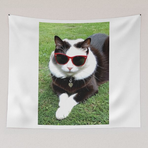 Item preview, Animals - Black and White Cat in Retro Wayfarer Sunglasses, Quirky 1980s Humor designed and sold by DoodyPets.