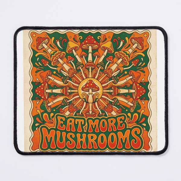 Item preview, Eat More Mushrooms – Retro Psychedelic Vintage Fungi Poster Design designed and sold by joanwatson45.