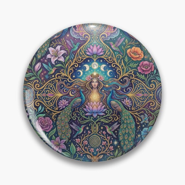 Item preview, Mystical Goddess of Nature Art - Cosmic Peacocks, Butterflies & Floral Mandala - Spiritual Fantasy Painting designed and sold by ART BOND.