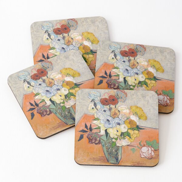 Item preview, Roses and Anemones in Japanese Vase designed and sold by artofuniverse.