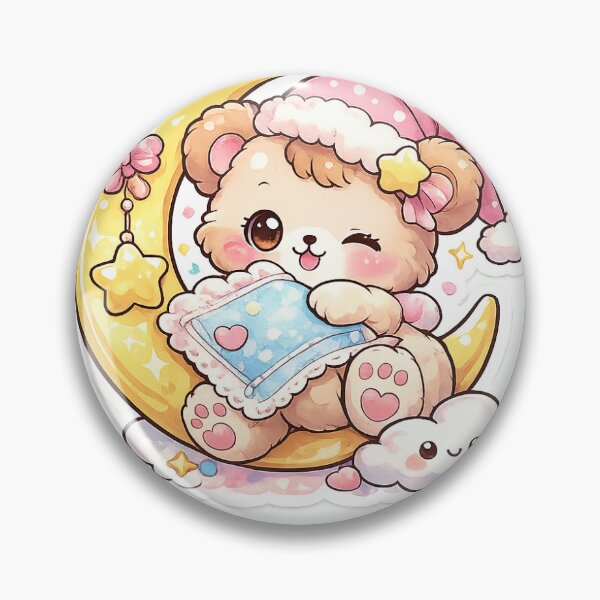 Item preview, Cute Sleepy Teddy Bear on Crescent Moon Sticker designed and sold by InkPixell.