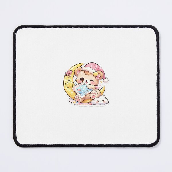 Item preview, Cute Sleepy Teddy Bear on Crescent Moon Sticker designed and sold by InkPixell.
