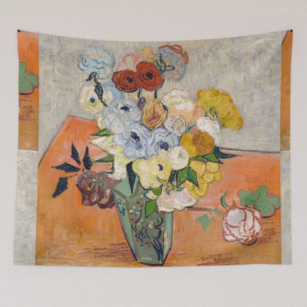 Item preview, Roses and Anemones in Japanese Vase designed and sold by artofuniverse.
