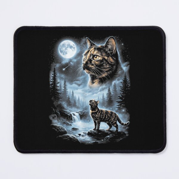 Item preview, Mystical Tortoiseshell Cat Howling At The Full Moon In Fantasy Forest designed and sold by KrystinaGiGi.