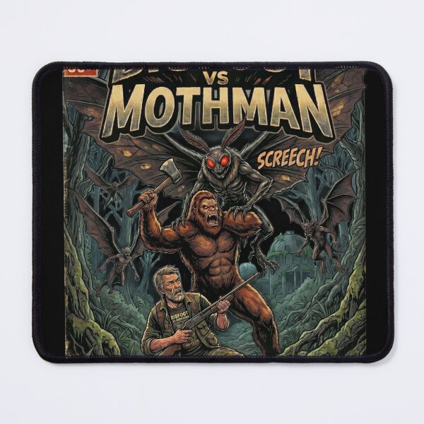Item preview, Bigfoot vs Mothman – Issue #5 Retro Horror Sci-FI Comic Cover designed and sold by redsharkuk.