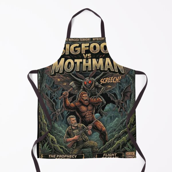 Item preview, Bigfoot vs Mothman – Issue #5 Retro Horror Sci-FI Comic Cover designed and sold by redsharkuk.