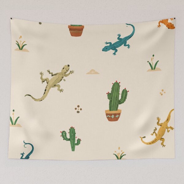 Item preview, Cute Lizard & Cactus Pattern | Desert Nature Aesthetic | Boho Southwestern Offset Art designed and sold by KAIGEN7.