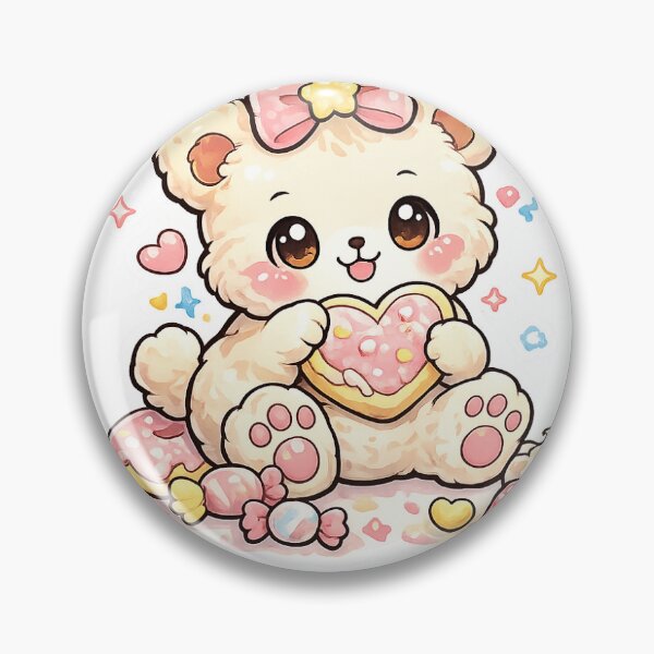 Item preview, Cute Teddy Bear Holding Heart Cookie Sticker designed and sold by InkPixell.