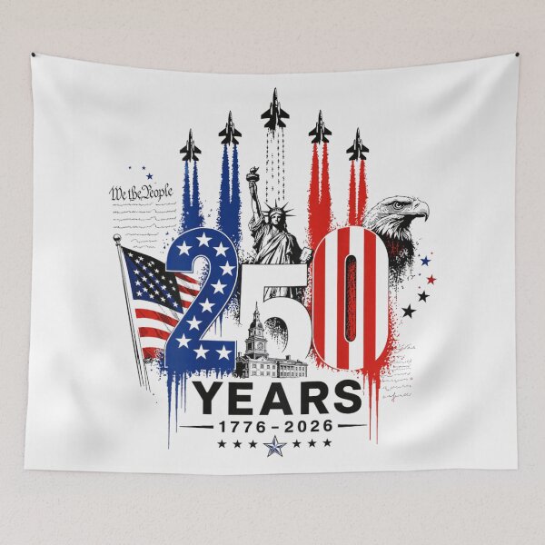 Item preview, America Semiquincentennial 250 Years Celebration Patriotic Jet Flyover Heritage Art designed and sold by Daisy Grimes.