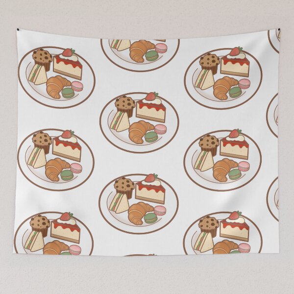 Item preview, Aesthetic Bakery Dessert Illustration with Strawberry Cake and Croissant⁠ designed and sold by Teenidesign .