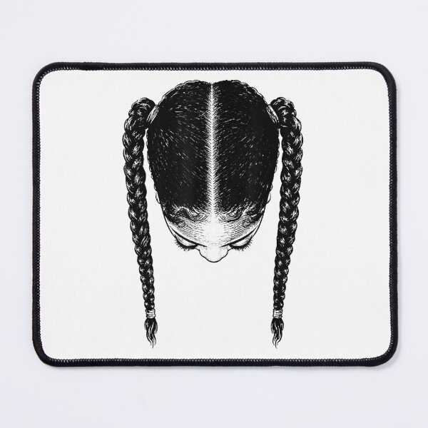 Item preview, Gothic Black Double Pigtail Braids Top View Dark Aesthetic Sketch Design designed and sold by Daisy Grimes.
