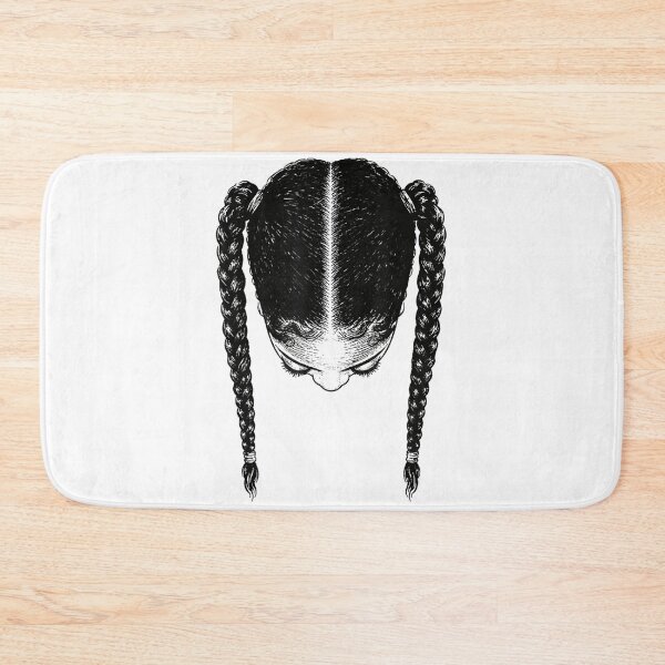 Item preview, Gothic Black Double Pigtail Braids Top View Dark Aesthetic Sketch Design designed and sold by Daisy Grimes.