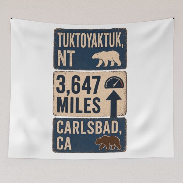 Item preview, Vintage Arctic To Pacific Tuktoyaktuk NT To Carlsbad CA Mileage Sign designed and sold by Daisy Grimes.