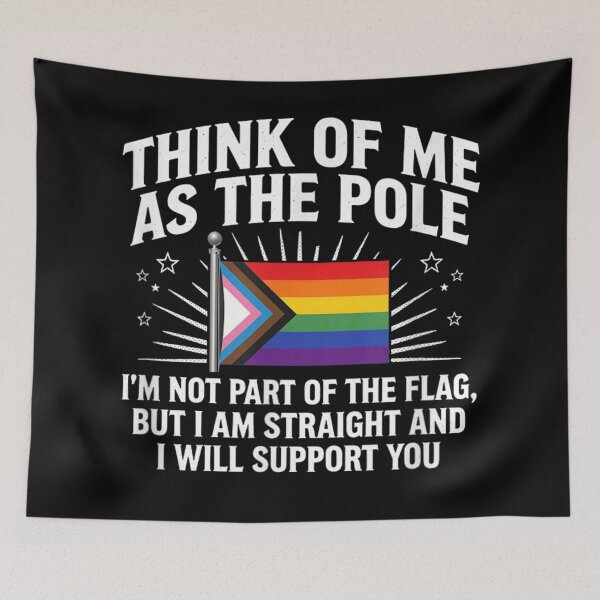 Item preview, Proud Straight Ally LGBTQ Support Progress Pride Flag Pole Graphic Design designed and sold by Chaya Reid.