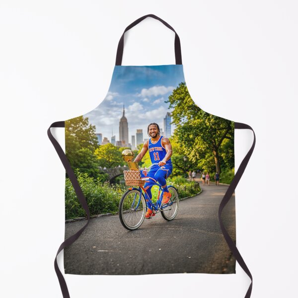 Item preview, Jalen Brunson Riding His Bicycle With MVP Trophy designed and sold by Home Decor Art.