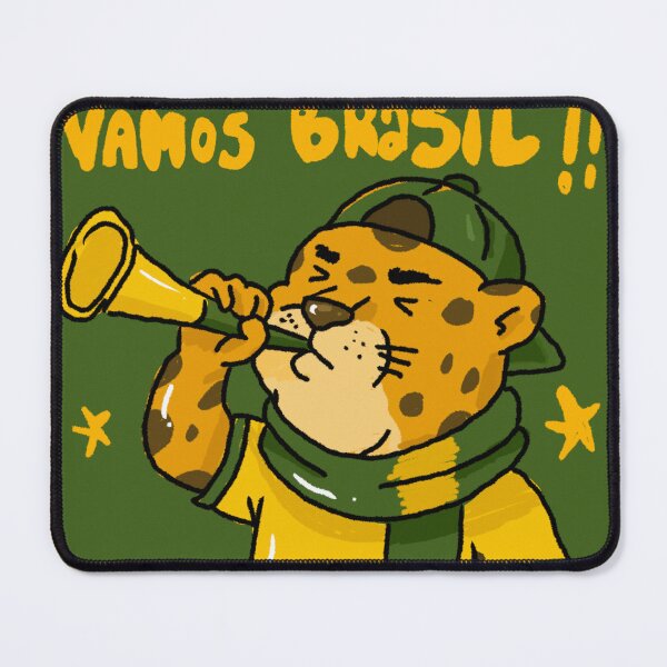 Item preview, Awkward Animal Hat Club – Vamos Brasil! | Cute Leopard Football Fan Sticker designed and sold by chupichapa.