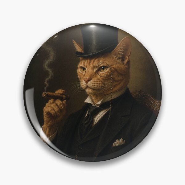 Item preview, Orange Cat with Top Hat and Suit, Smoking Cigar designed and sold by StickieBuddies.