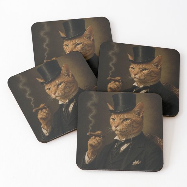 Item preview, Orange Cat with Top Hat and Suit, Smoking Cigar designed and sold by StickieBuddies.