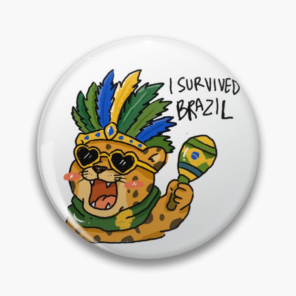 Item preview, Awkward Animal Hat Club – I Survived Brazil | Funny Carnival Leopard Sticker   designed and sold by chupichapa.