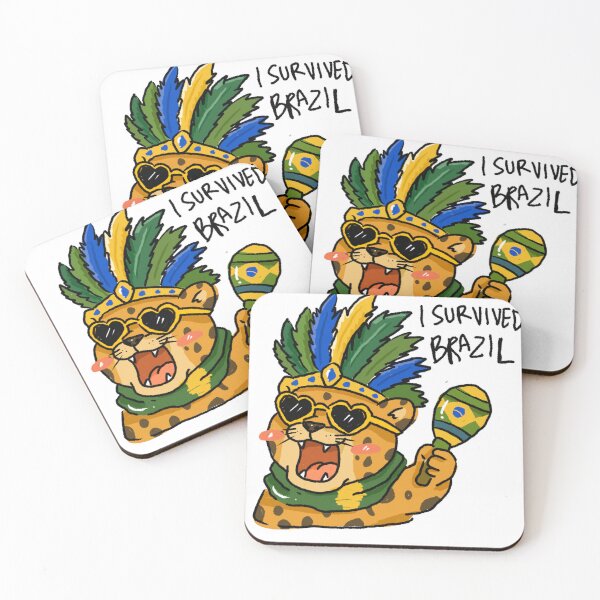 Item preview, Awkward Animal Hat Club – I Survived Brazil | Funny Carnival Leopard Sticker   designed and sold by chupichapa.