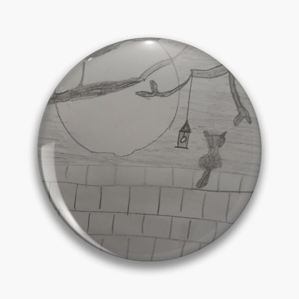 Item preview, Cat on a Wall Under the Full Moon Pencil Drawing designed and sold by DisegniPersonalizzati di irka87.