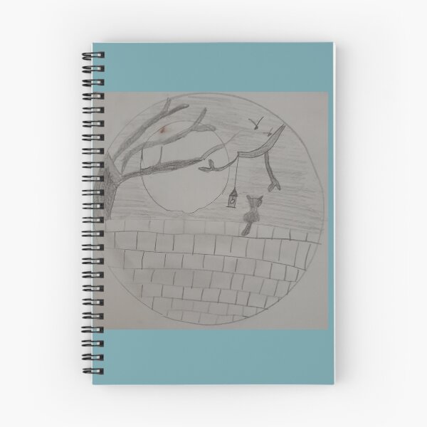 Item preview, Cat on a Wall Under the Full Moon Pencil Drawing designed and sold by DisegniPersonalizzati di irka87.