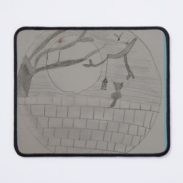 Item preview, Cat on a Wall Under the Full Moon Pencil Drawing designed and sold by DisegniPersonalizzati di irka87.