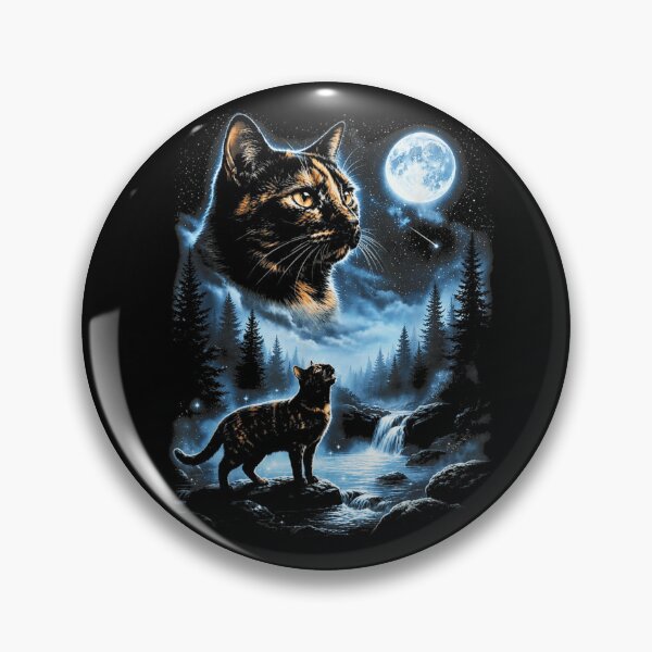 Item preview, Mystic Tortoiseshell Cat Howling At Starry Sky Full Moon Waterfall Fantasy designed and sold by Phil Ben.