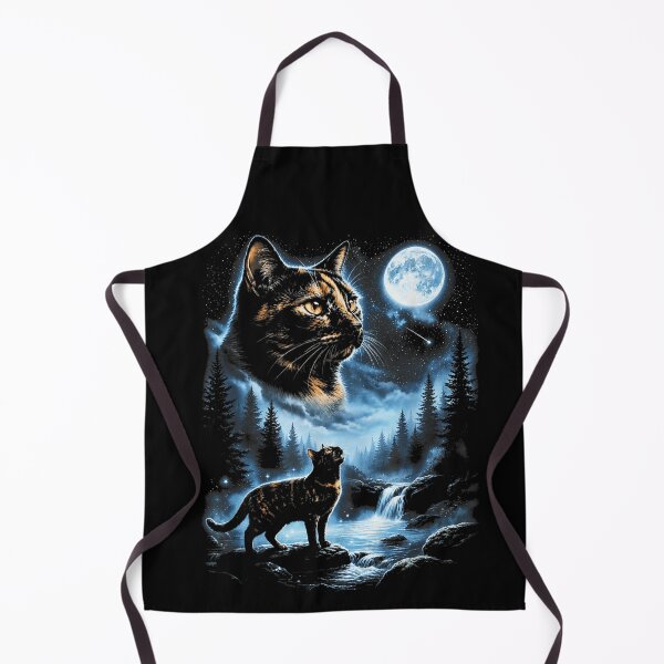 Item preview, Mystic Tortoiseshell Cat Howling At Starry Sky Full Moon Waterfall Fantasy designed and sold by Phil Ben.