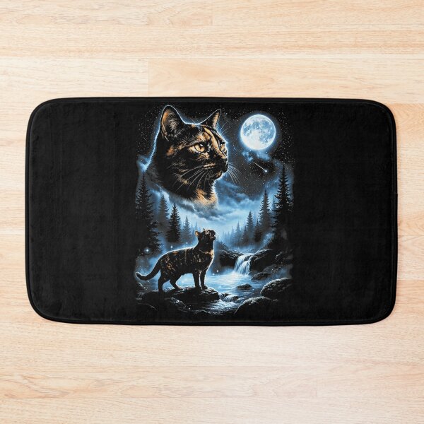 Item preview, Mystic Tortoiseshell Cat Howling At Starry Sky Full Moon Waterfall Fantasy designed and sold by Phil Ben.
