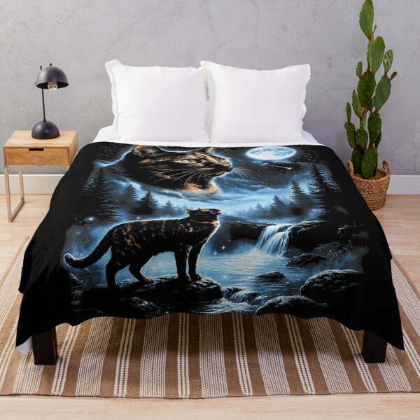Item preview, Mystic Tortoiseshell Cat Howling At Starry Sky Full Moon Waterfall Fantasy designed and sold by Phil Ben.