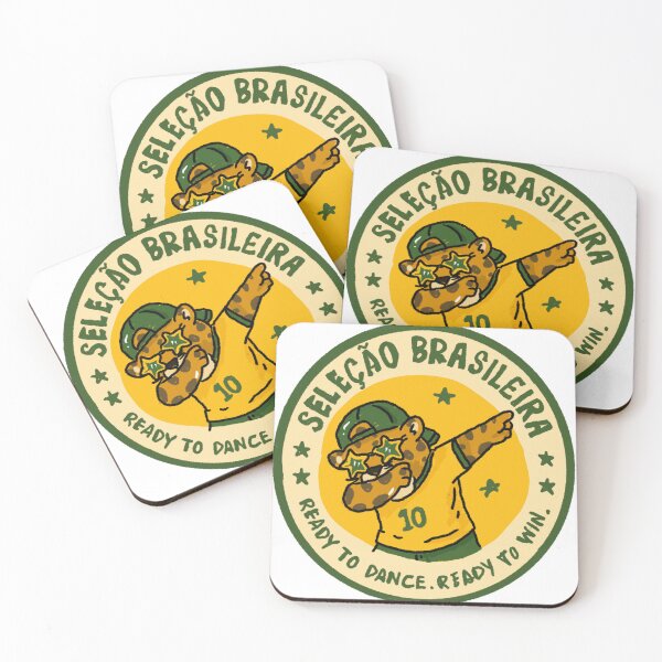 Artikelvorschau, Awkward Animal Hat Club – Seleção Brasileira | Tupfender Leopard-Fußballaufkleber entworfen und verkauft von chupichapa.