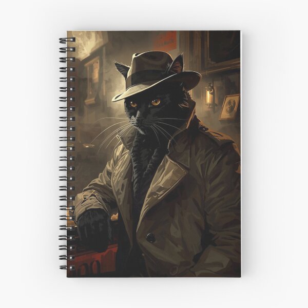 Item preview, Black Cat Detective Noir Art Print – Vintage Mystery Cat Illustration designed and sold by Goca Shop.
