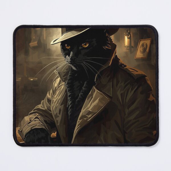 Item preview, Black Cat Detective Noir Art Print – Vintage Mystery Cat Illustration designed and sold by Goca Shop.