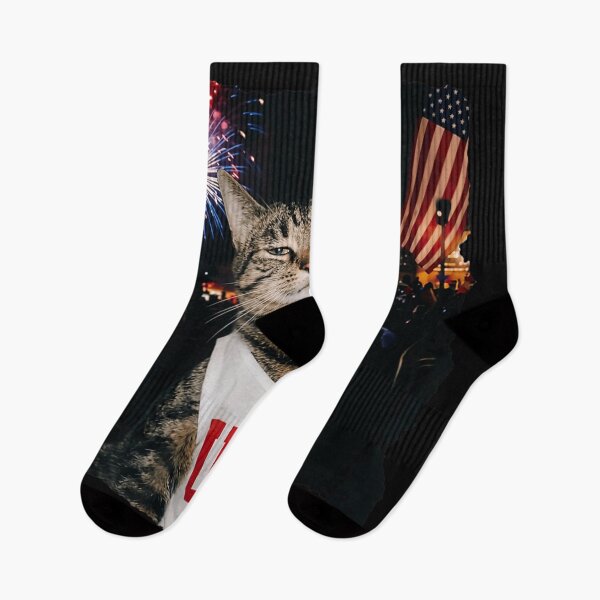 Item preview, Funny Smoking Cat in USA Tank Top With Fireworks and American Flag designed and sold by River Silva.
