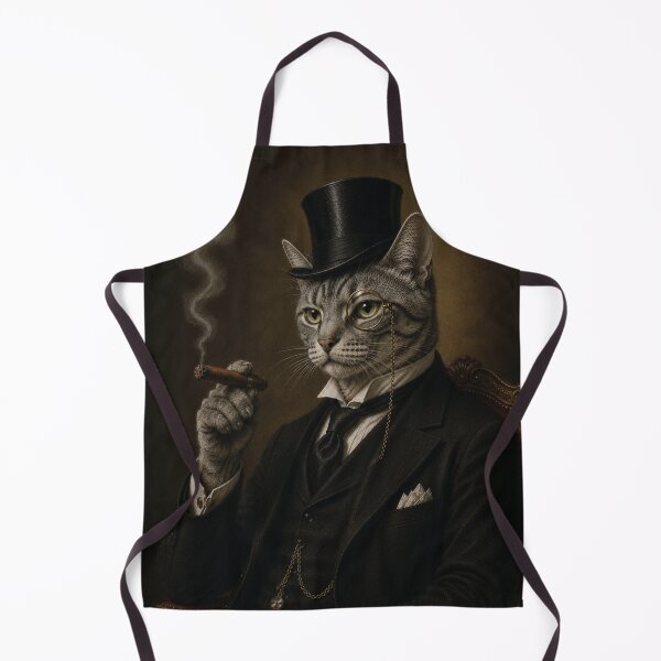 Item preview, Grey Tabby Cat with Top Hat and Suit, Smoking Cigar designed and sold by StickieBuddies.