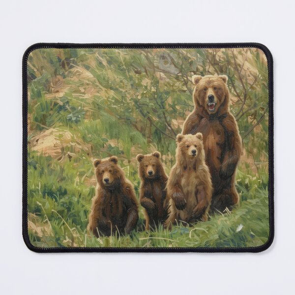Item preview, Brown Bear Mother and Cubs Oil Painting designed and sold by Kirrindy Designs.