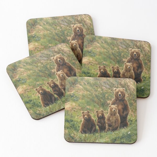 Item preview, Brown Bear Mother and Cubs Oil Painting designed and sold by Kirrindy Designs.