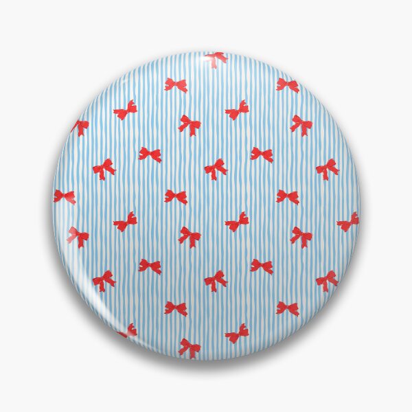 Item preview, Red ribbons on blue stripes designed and sold by LaPetiteBelette.
