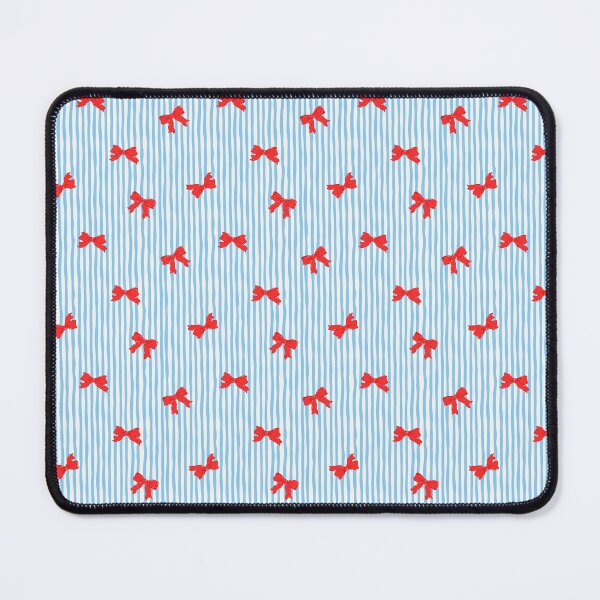 Item preview, Red ribbons on blue stripes designed and sold by LaPetiteBelette.