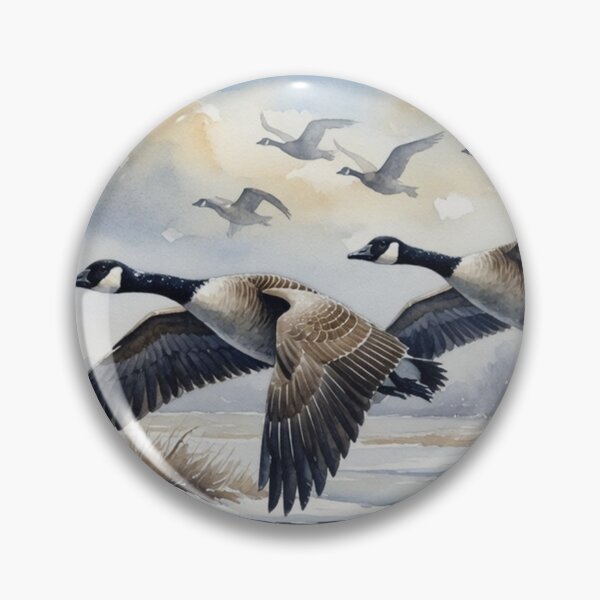 Item preview, Canada Geese in Flight - Winter Watercolor Wildlife Art designed and sold by Pioneer Spirit Market.