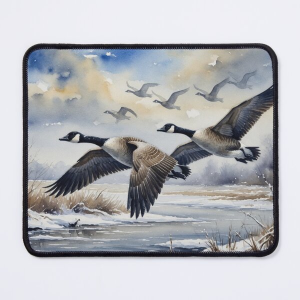 Item preview, Canada Geese in Flight - Winter Watercolor Wildlife Art designed and sold by Pioneer Spirit Market.
