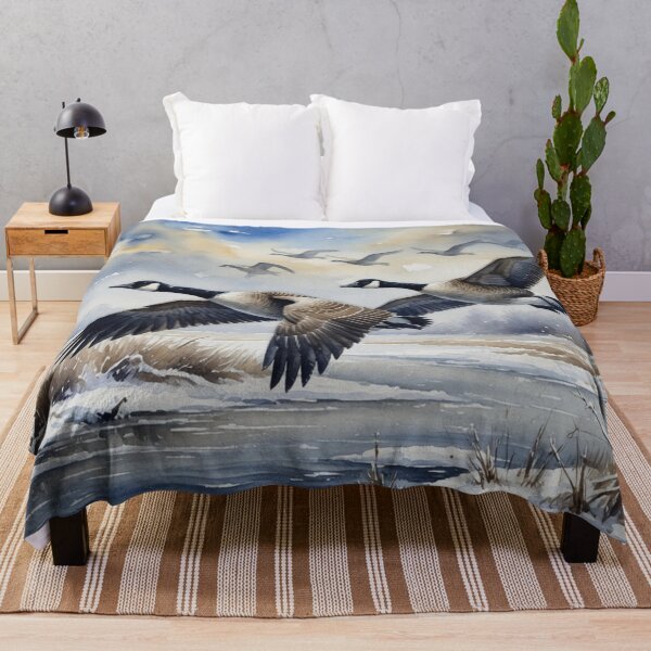 Item preview, Canada Geese in Flight - Winter Watercolor Wildlife Art designed and sold by Pioneer Spirit Market.