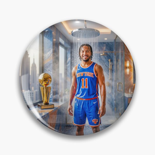 Item preview, Jalen Brunson Taking Shower With His MVP Trophy designed and sold by Home Decor Art.