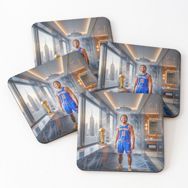 Item preview, Jalen Brunson Taking Shower With His MVP Trophy designed and sold by Home Decor Art.