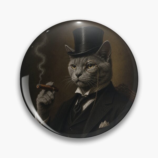Item preview, Grey Cat with Top Hat and Suit, Smoking Cigar designed and sold by StickieBuddies.