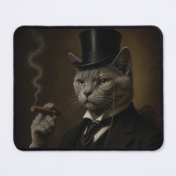 Item preview, Grey Cat with Top Hat and Suit, Smoking Cigar designed and sold by StickieBuddies.