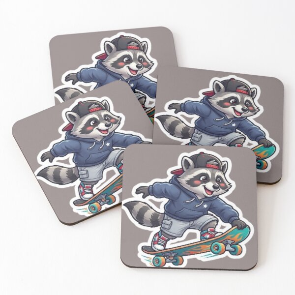 Item preview, Cute Skater Raccoon Sticker designed and sold by UniqueDesigningshop .
