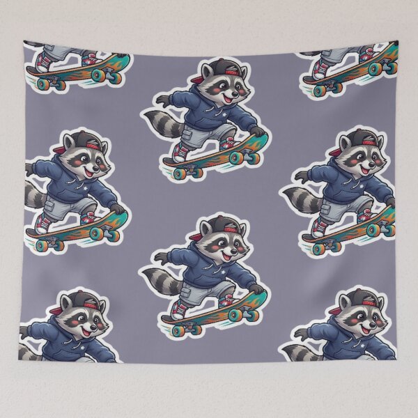Item preview, Cute Skater Raccoon Sticker designed and sold by UniqueDesigningshop .