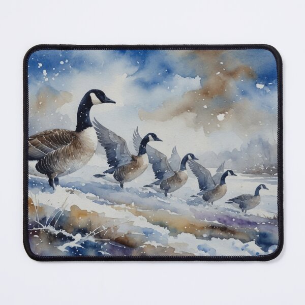 Item preview, Canada Geese in Winter Snow - Watercolor Wildlife Art designed and sold by Pioneer Spirit Market.